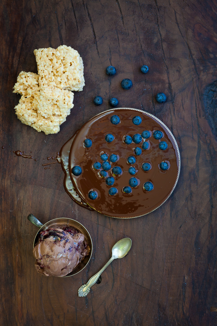 Chocolate Blueberry Rice Crispy Treats Ice Cream